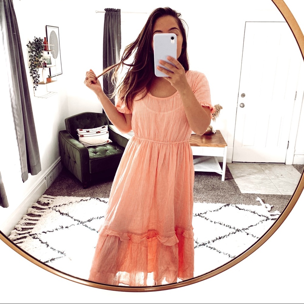 MADEWELL pink gingham dress NWT